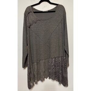 Fairy-Grunge Boho Lace Tunic Top Size 3XL Whimsigoth Asymmetrical Lagenlook